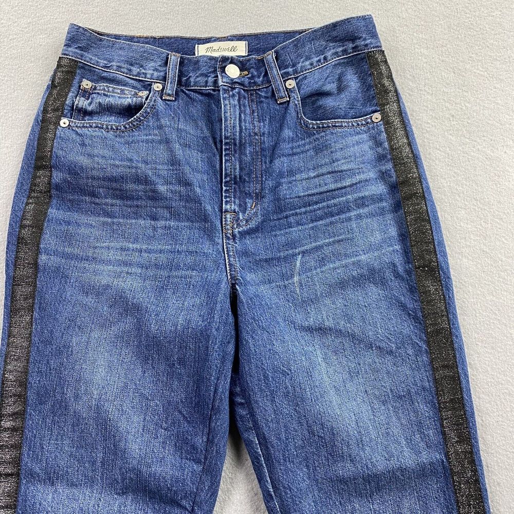 Madewell Blue Denim Ankle Jeans with Black Side Stripes - Picture 2 of 13